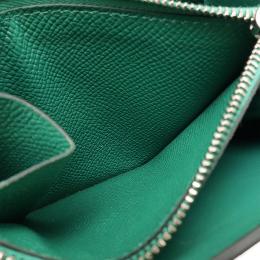 HERMES エルメス コンスタンス コンパクト 2つ折財布 二つ折り財布 ヴォーエプソン レザー ヴェールヴェルティゴ 緑 グリーン シルバー金具 D刻印 | HERMES | 06