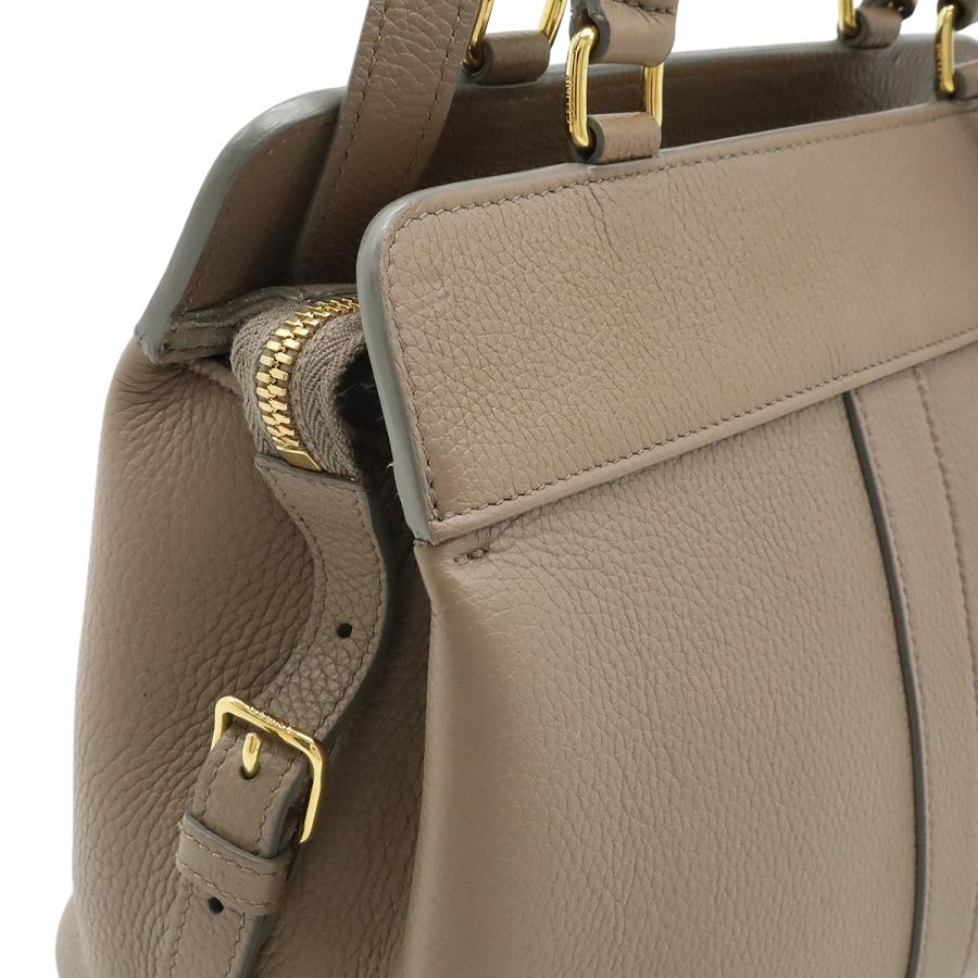 CELINE セリーヌ カバ ドゥ フランス スモール ハンドバッグ ミニバッグ 2WAY ショルダーバッグ 斜め掛け レザー グレージュ ゴールド金具 191963 CELINE（セリーヌ） カバ ドゥ フランス スモール ハンドバッグ ミニ