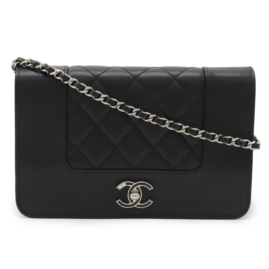 CHANEL シャネル マドモアゼル ヴィンテージ マトラッセ チェーンウォレット ショルダーバッグ ポシェット レザー ブラック シルバー金具 A80972 | CHANEL