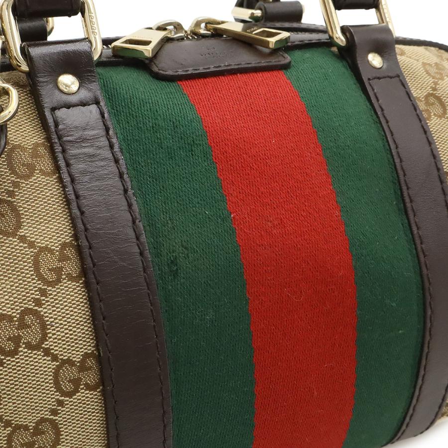 GUCCI グッチ GGキャンバス シェリーライン ハンドバッグ ミニボストンバッグ 2WAY ショルダーバッグ レザー カーキベージュ ボルドー 269876 GUCCI（グッチ） GGキャンバス シェリーライン ハンドバッグ ミニ