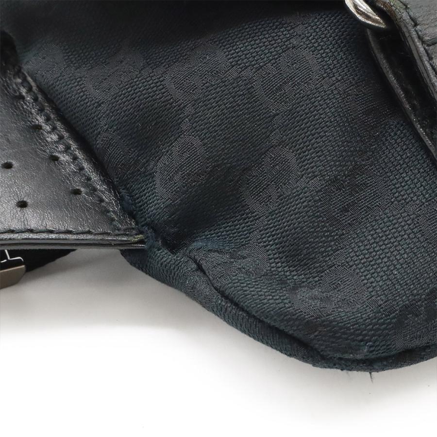 美品　GUCCI ウエストバッグ GGキャンバス レザー ボディバッグ ブラック GUCCI グッチ GGキャンバス ボディバッグ ウエストバッグ