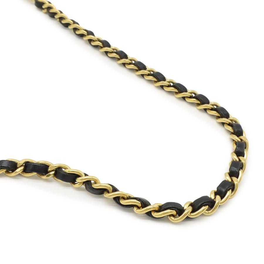 CHANEL シャネル アイコンプリント チェーンショルダー ショルダーバッグ キャンバス レザー ブラック 黒 ゴールド金具