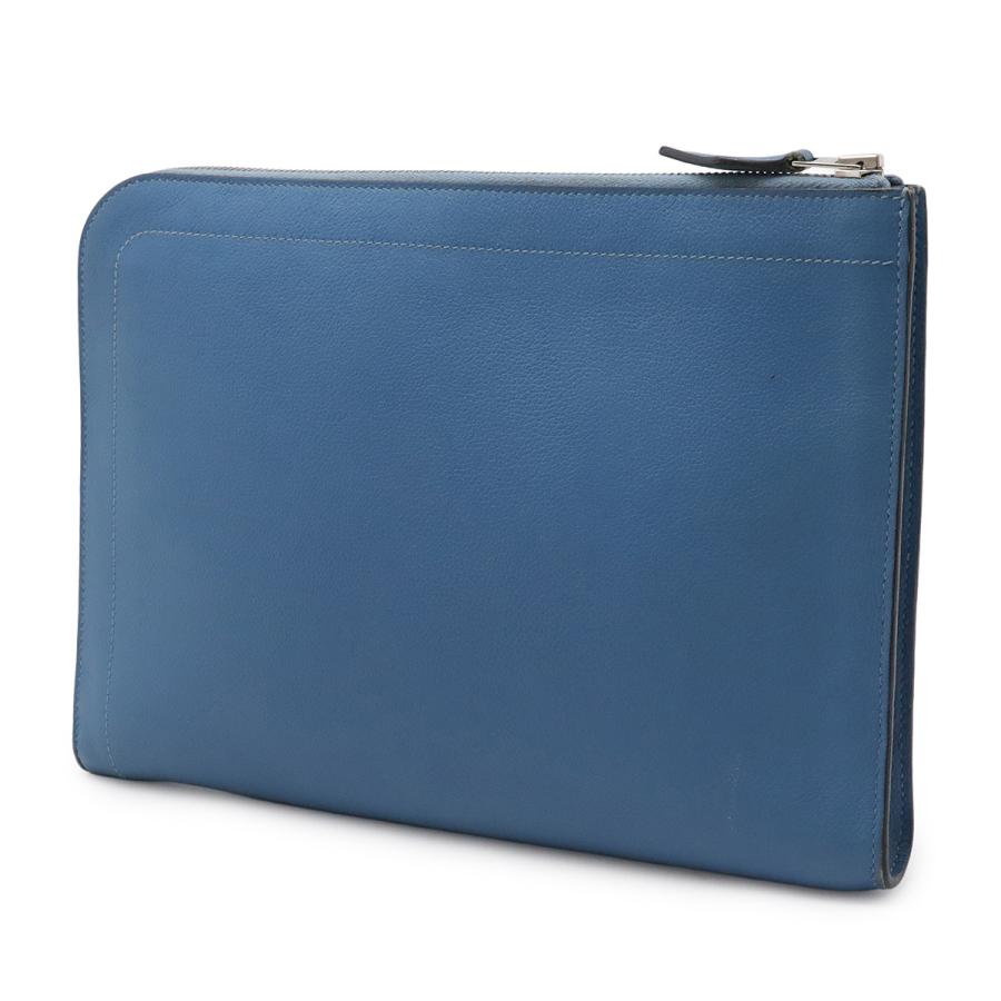 HERMES エルメス ジップ タブレット セカンドバッグ クラッチバッグ ビジネスバッグ L字ファスナー エバーカラー レザー ブルー 青 D刻印 | HERMES | 01