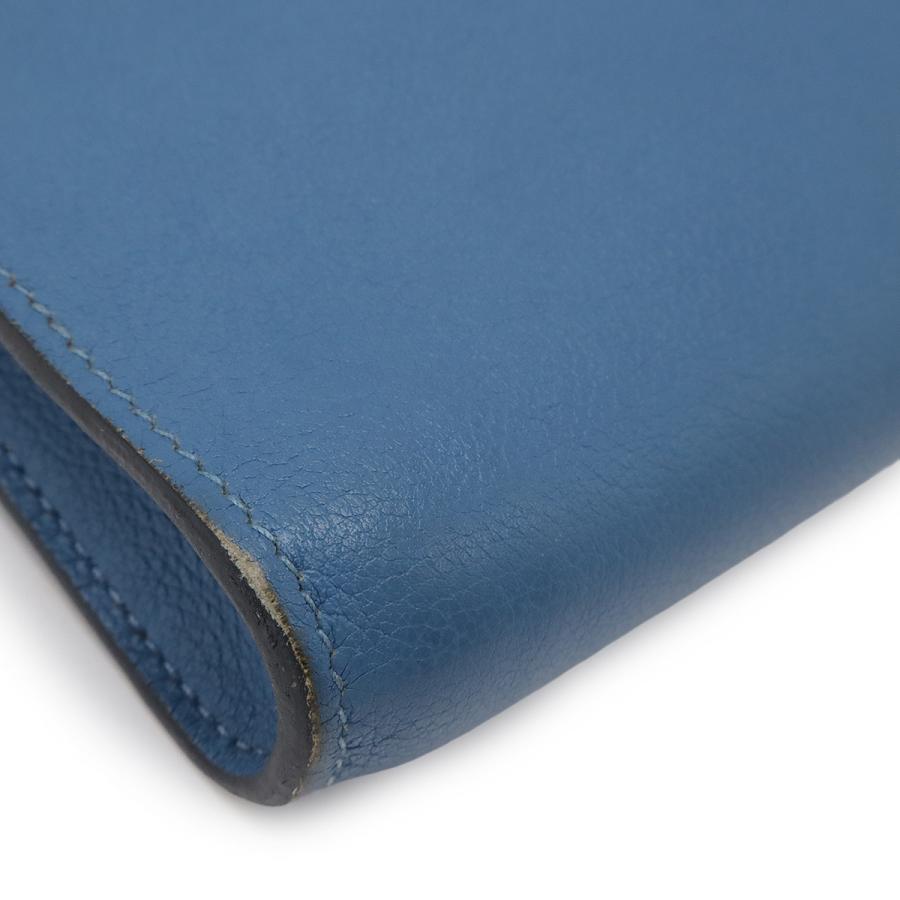 HERMES エルメス ジップ タブレット セカンドバッグ クラッチバッグ ビジネスバッグ L字ファスナー エバーカラー レザー ブルー 青 D刻印 | HERMES | 02