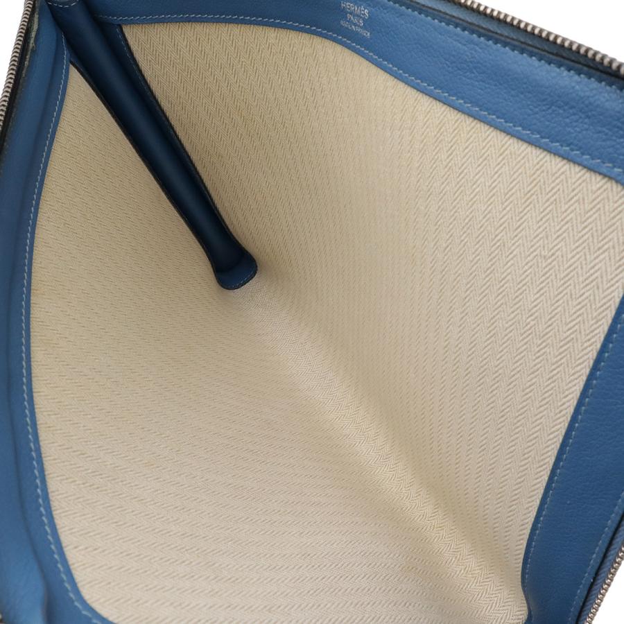 HERMES エルメス ジップ タブレット セカンドバッグ クラッチバッグ ビジネスバッグ L字ファスナー エバーカラー レザー ブルー 青 D刻印 | HERMES | 05