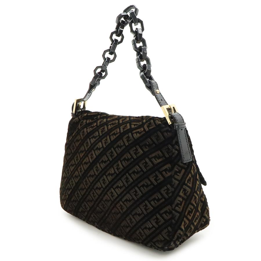 FENDI フェンディ ズッキーノ柄 マンマバケット ショルダーバッグ ワンショルダー ベロア エナメル ブラック 黒 ブラウン 茶 ゴールド金具 8BR001 | FENDI | 01