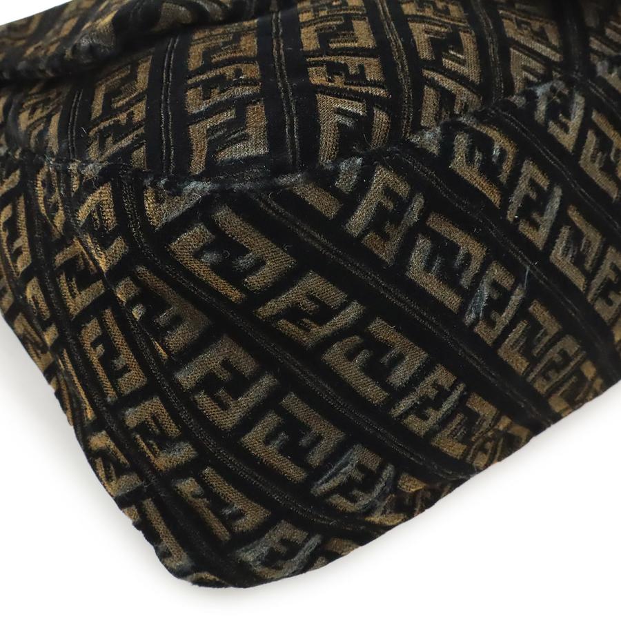 FENDI フェンディ ズッキーノ柄 マンマバケット ショルダーバッグ ワンショルダー ベロア エナメル ブラック 黒 ブラウン 茶 ゴールド金具 8BR001 | FENDI | 02