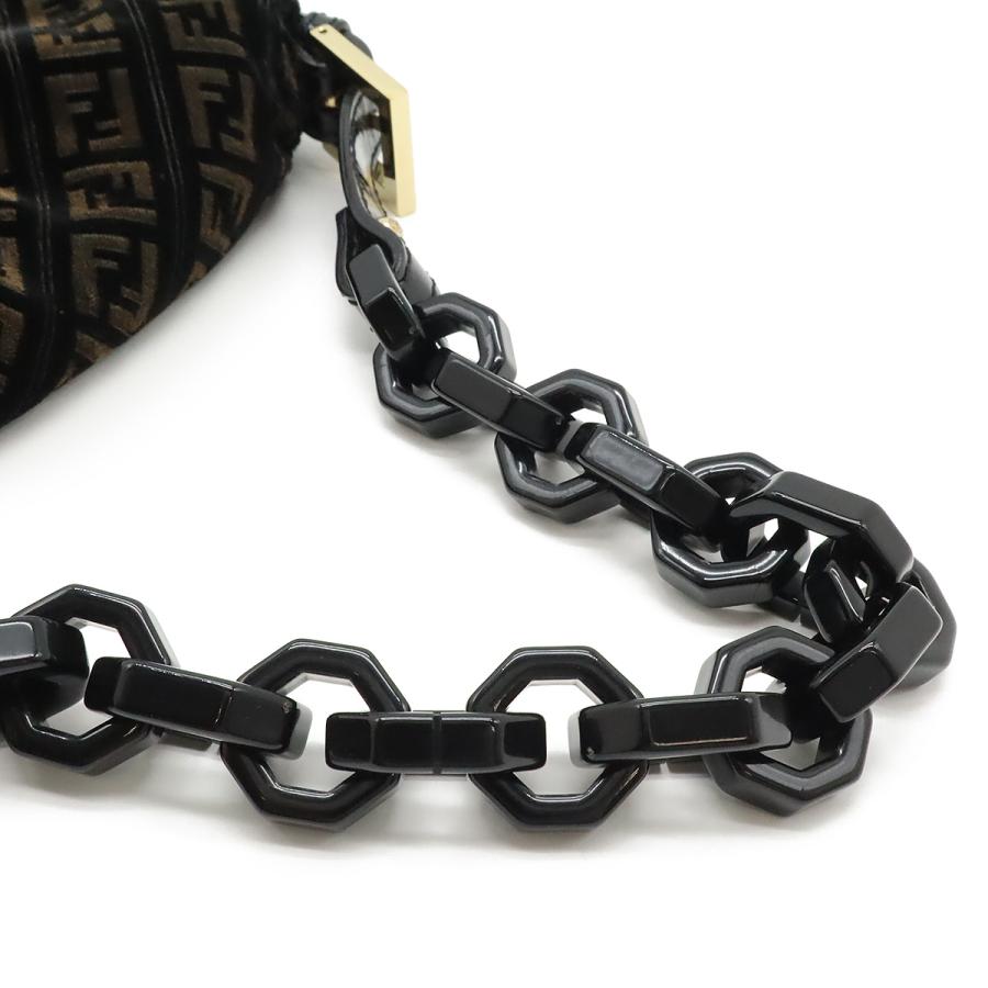 FENDI フェンディ ズッキーノ柄 マンマバケット ショルダーバッグ ワンショルダー ベロア エナメル ブラック 黒 ブラウン 茶 ゴールド金具 8BR001 | FENDI | 04