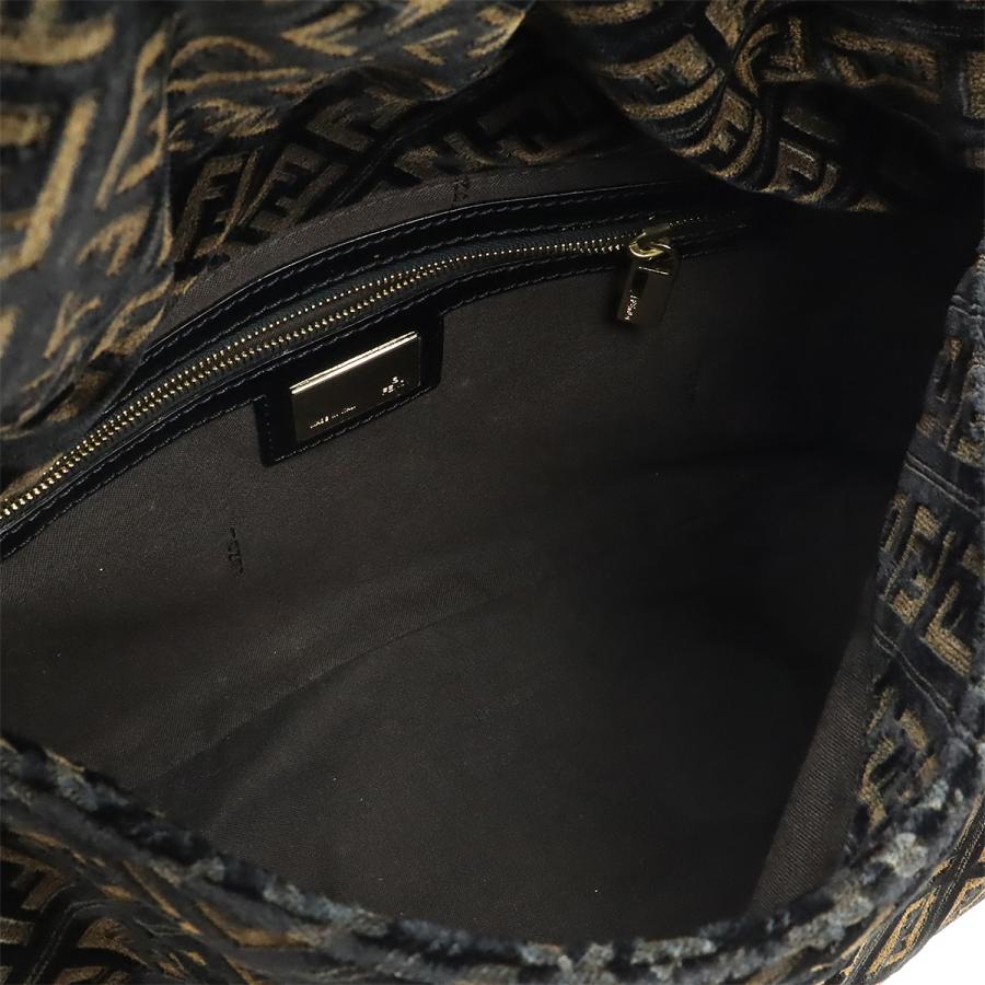 FENDI フェンディ ズッキーノ柄 マンマバケット ショルダーバッグ ワンショルダー ベロア エナメル ブラック 黒 ブラウン 茶 ゴールド金具 8BR001 | FENDI | 05