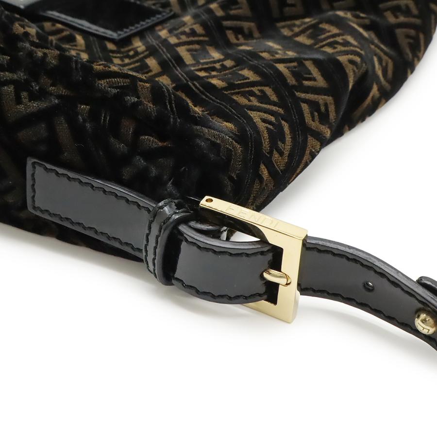 FENDI フェンディ ズッキーノ柄 マンマバケット ショルダーバッグ ワンショルダー ベロア エナメル ブラック 黒 ブラウン 茶 ゴールド金具 8BR001 | FENDI | 06