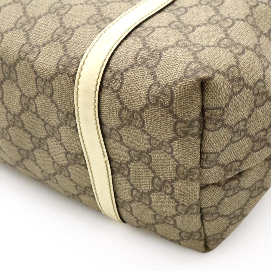 GUCCI グッチ GGスプリーム トートバッグ ショルダーバッグ ショルダートート PVC パテントレザー ダークベージュ アイボリー ゴールド金具 197953 GUCCI（グッチ） GGスプリーム トートバッグ ショルダーバッグ
