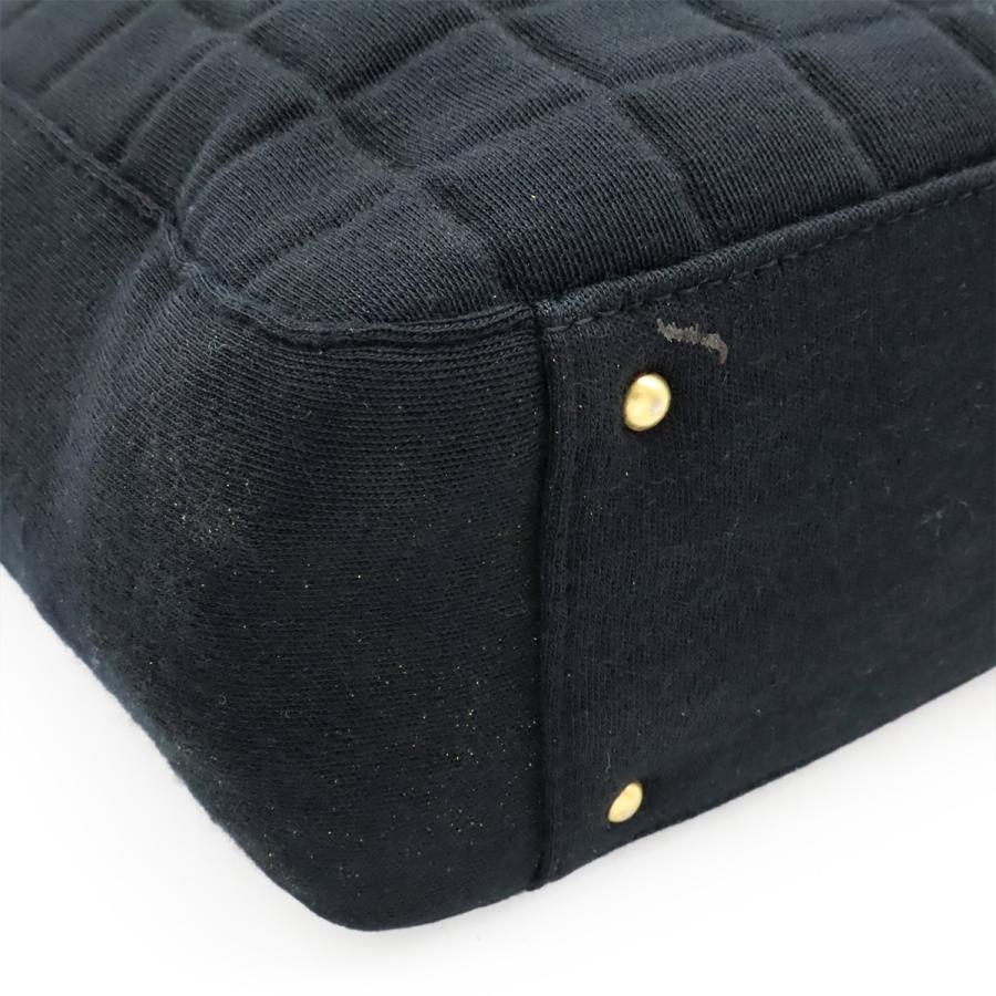 CHANEL シャネル チョコバー ココマーク トートバッグ ショルダーバッグ セミショルダー コットンジャージー ブラック 黒 ゴールド金具 CHANEL（シャネル） チョコバー ココマーク トートバッグ ショルダー
