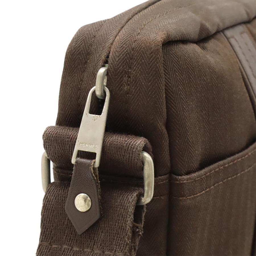 HERMES エルメス アカプルコ バンドリエールPM ショルダーバッグ ポシェット 斜め掛け トワルシェブロン レザー ダークブラウン 茶 | HERMES | 05