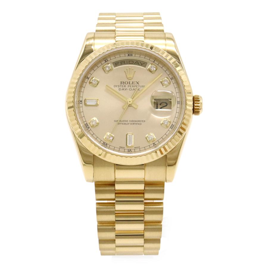 ROLEX ロレックス デイデイト シャンパン文字盤 K18YG 750YG イエローゴールド無垢 K番 メンズ AT オートマ 腕時計 118238A | ROLEX