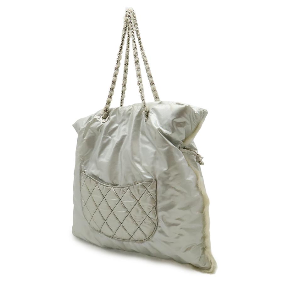 CHANEL シャネル ココマーク ファー 巾着 チェーンショルダー ショルダーバッグ 肩掛け ナイロン ファー メタリック シルバー | CHANEL | 01