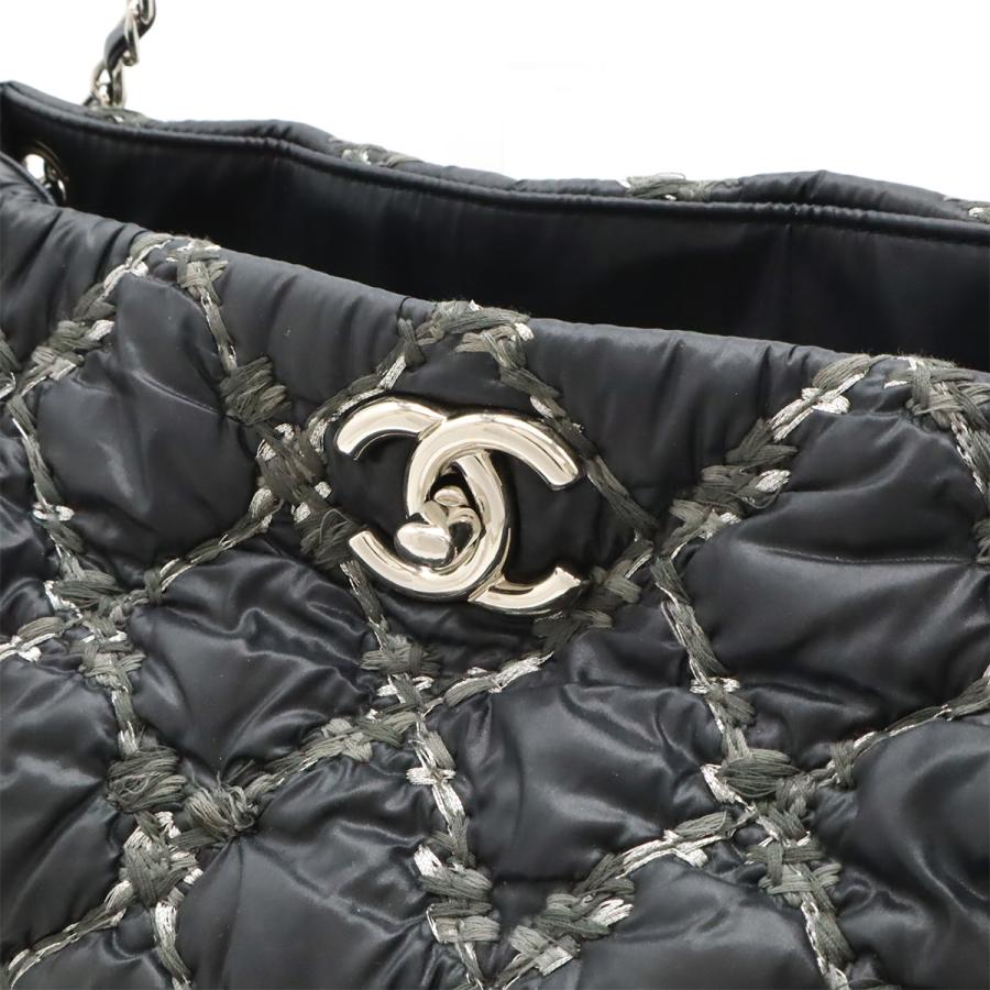 CHANEL シャネル パリビザンス チェーンショルダー ショルダーバッグ トートバッグ キルティング ナイロン ブラック 黒 グレー シルバー金具 A50635 CHANEL（シャネル） パリビザンス チェーンショルダー ショルダー