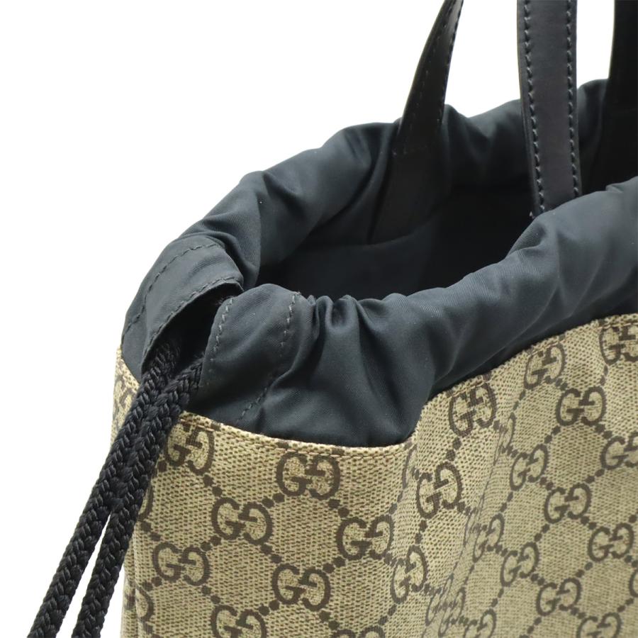 GUCCI グッチ GGスプリーム アングリーキャット LOVED ドローストリング バックパック リュックサック 巾着 PVC ベージュ ダークブラウン | GUCCI | 05