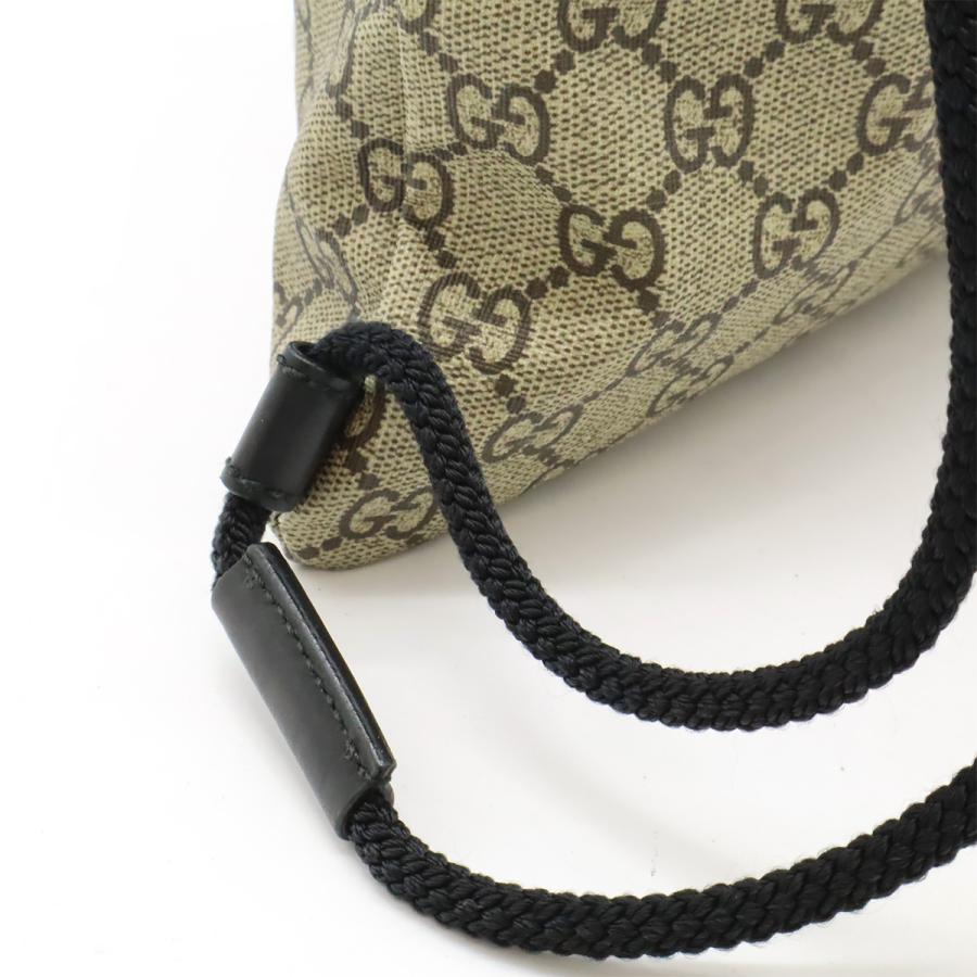 GUCCI グッチ GGスプリーム アングリーキャット LOVED ドローストリング バックパック リュックサック 巾着 PVC ベージュ ダークブラウン | GUCCI | 06