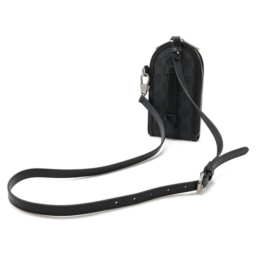 GUCCI グッチ GGスプリーム フォンホルダー ショルダーバッグ ショルダーポーチ スマホポーチ PVC レザー ブラック 黒 グレー 724357 | GUCCI | 01