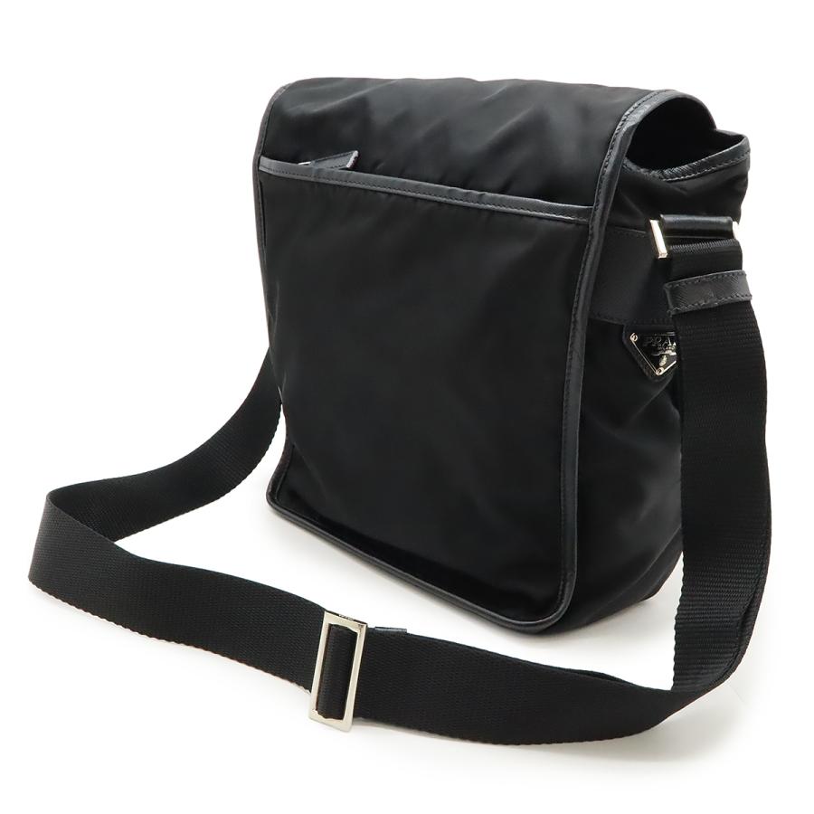 PRADA プラダ ショルダーバッグ メッセンジャーバッグ 斜め掛け ナイロン レザー NERO 黒 ブラック シルバー金具 | PRADA | 01