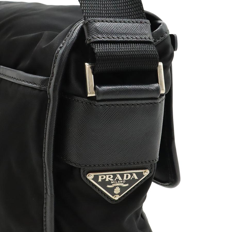 PRADA プラダ ショルダーバッグ メッセンジャーバッグ 斜め掛け ナイロン レザー NERO 黒 ブラック シルバー金具 | PRADA | 06