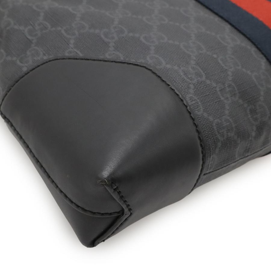 GUCCI グッチ GGスプリーム ウェブライン メッセンジャーバッグ ショルダーバッグ 2WAY クラッチバッグ PVC レザー ブラック グレー | GUCCI | 02