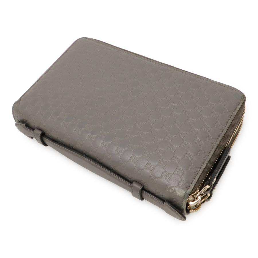 GUCCI グッチ マイクログッチシマ トラベルケース クラッチバッグ オーガナイザー 長財布 レザー グレー ゴールド金具 アウトレット品 | GUCCI | 01