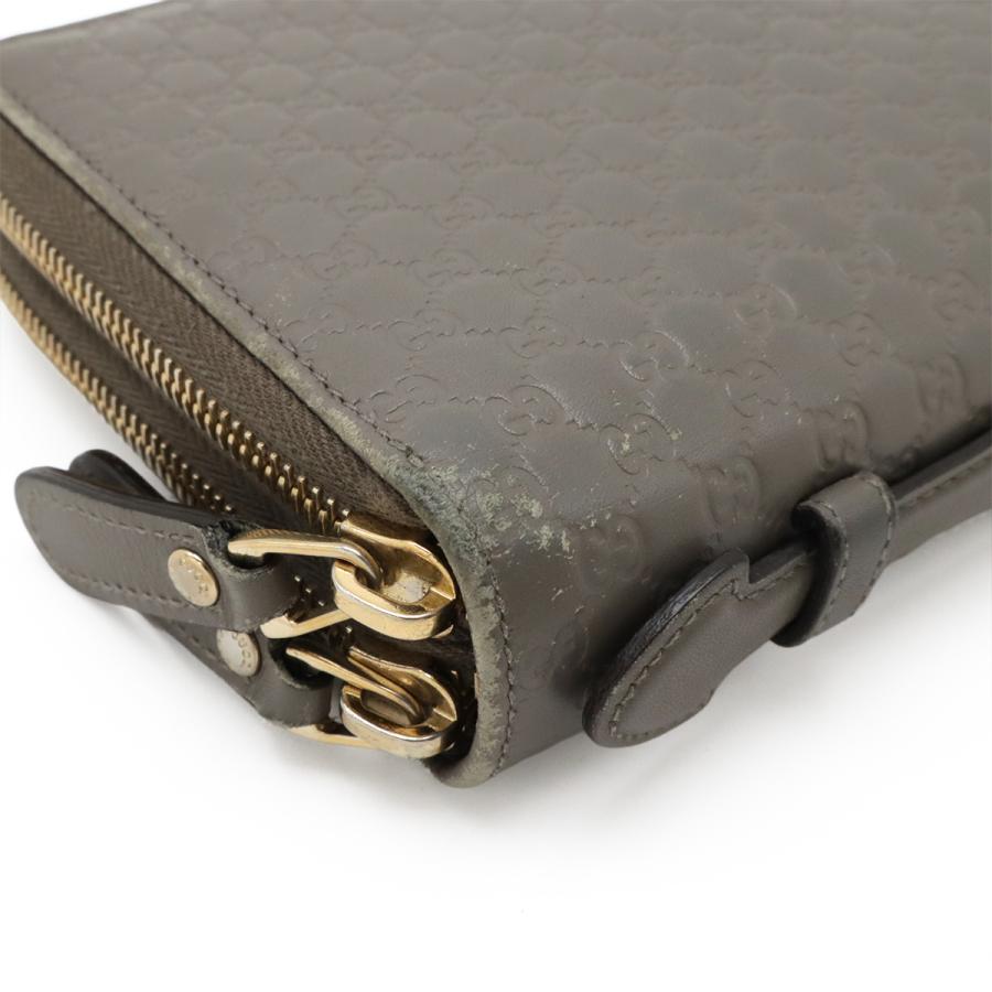 GUCCI グッチ マイクログッチシマ トラベルケース クラッチバッグ オーガナイザー 長財布 レザー グレー ゴールド金具 アウトレット品 | GUCCI | 02