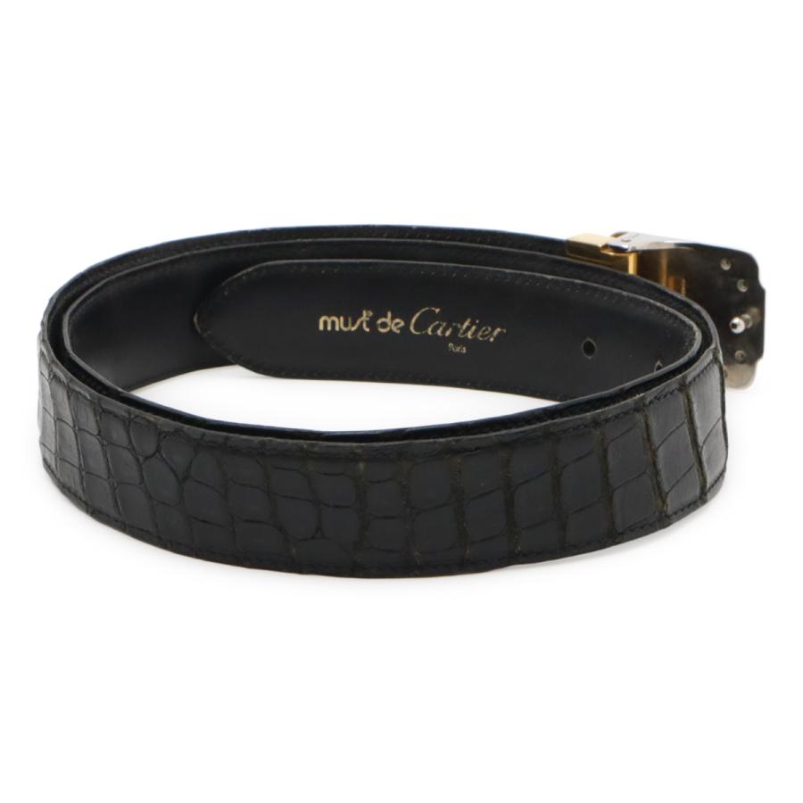 Cartier カルティエ サントス マスト ベルト クロコダイル レザー ブラック 黒 シルバー金具 ゴールド金具 実寸約84cm カット済 | Cartier | 01