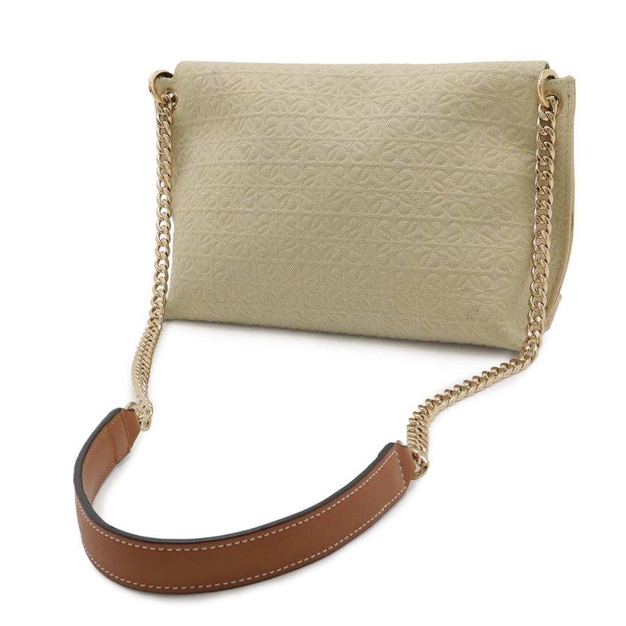 美品 ロエベ ショルダーバッグ リピートアナグラム ポーチ付 斜め掛け 黒 茶 LOEWE（ロエベ） リピートアナグラム アベニュー チェーンショルダー