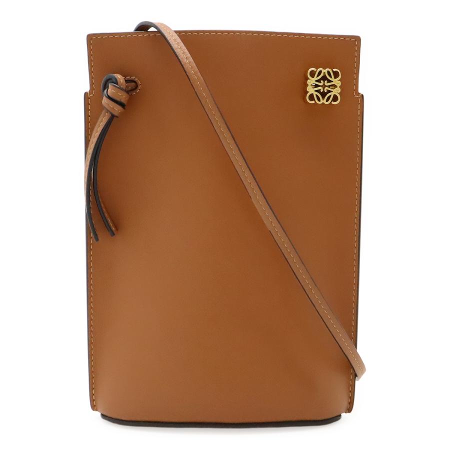 【美品】  LOEWE / ロエベ | ダイスポケット / クラシックカーフ / アナグラム レザー ショルダーバッグ | タン | レディース LOEWE（ロエベ） アナグラム ダイスポケット ショルダーバッグ