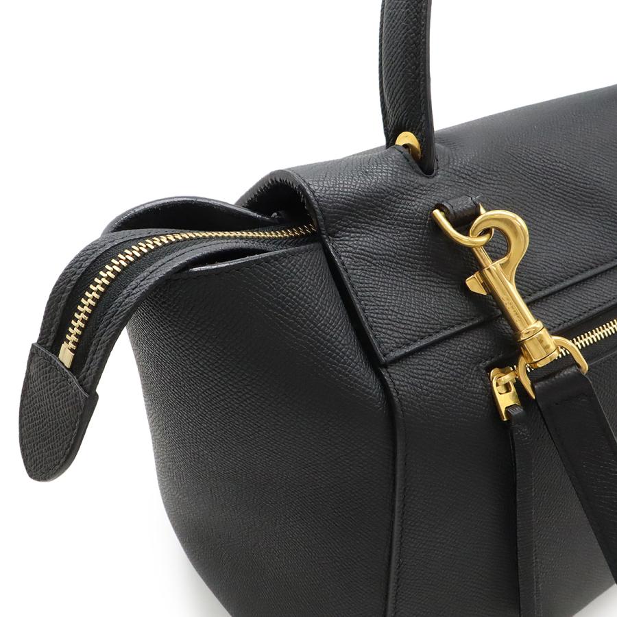 美品　セリーヌ ベルトバッグミニ レザー黒 ハンドバッグトートバッグ CELINE 未使用品 セリーヌ 未使用 ベルトバッグ ミニ ブラック