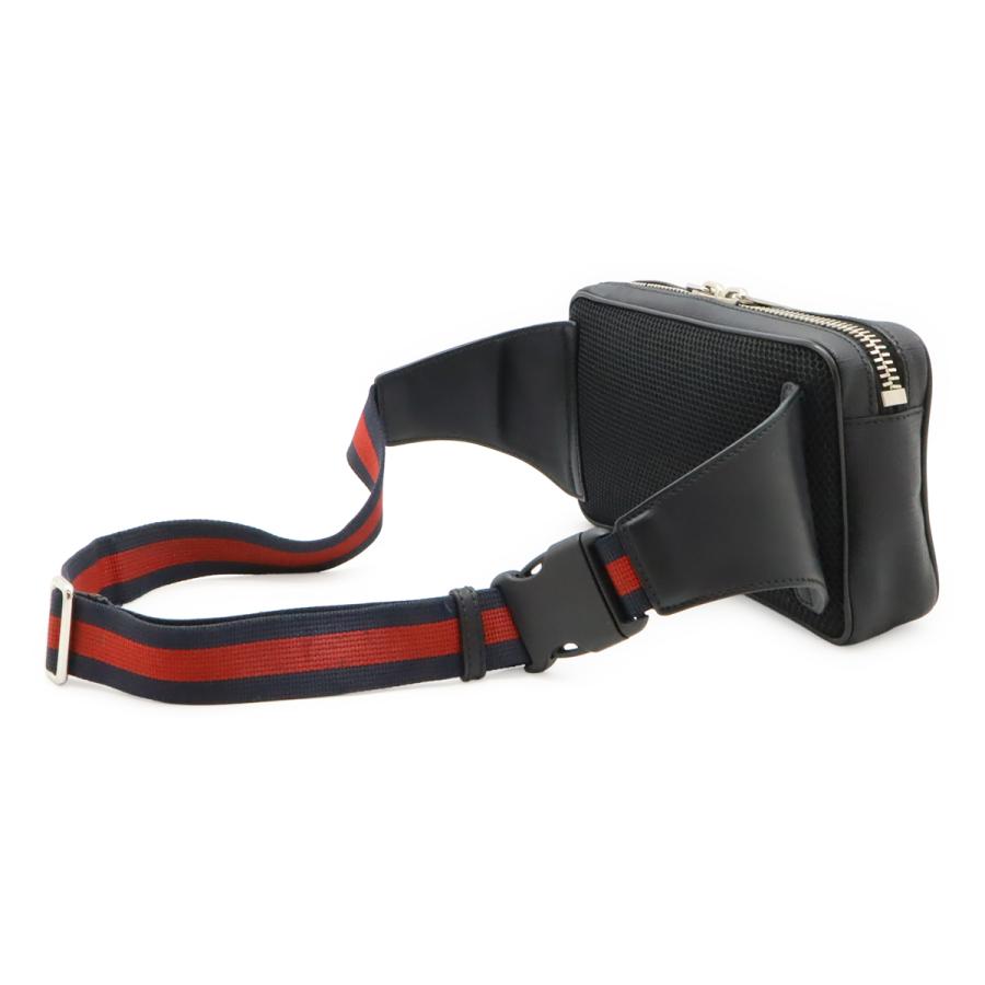 GUCCI グッチ GGスプリーム ウェブライン ウエストバッグ ボディバッグ ベルトバッグ PVC レザー ブラック 黒 ダークグレー シルバー金具 | GUCCI | 01
