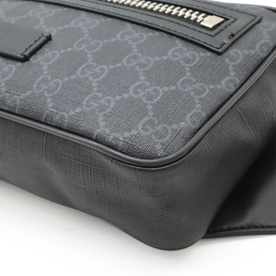 GUCCI グッチ GGスプリーム ウェブライン ウエストバッグ ボディバッグ ベルトバッグ PVC レザー ブラック 黒 ダークグレー シルバー金具 | GUCCI | 02