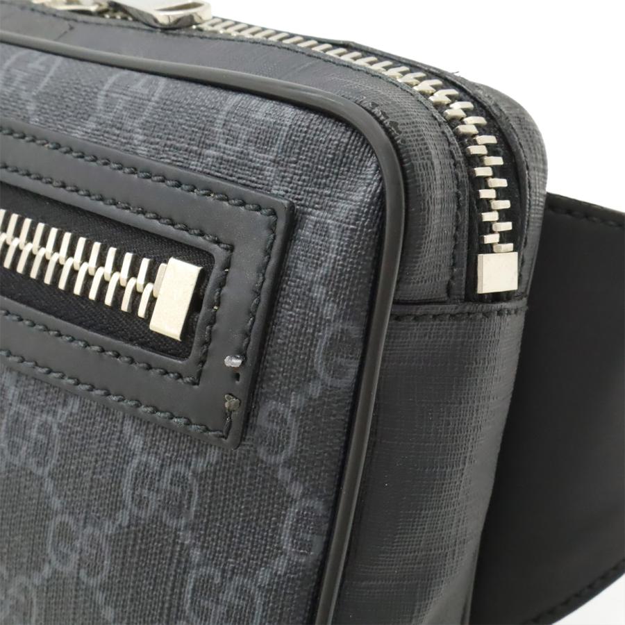 GUCCI グッチ GGスプリーム ウェブライン ウエストバッグ ボディバッグ ベルトバッグ PVC レザー ブラック 黒 ダークグレー シルバー金具 | GUCCI | 07