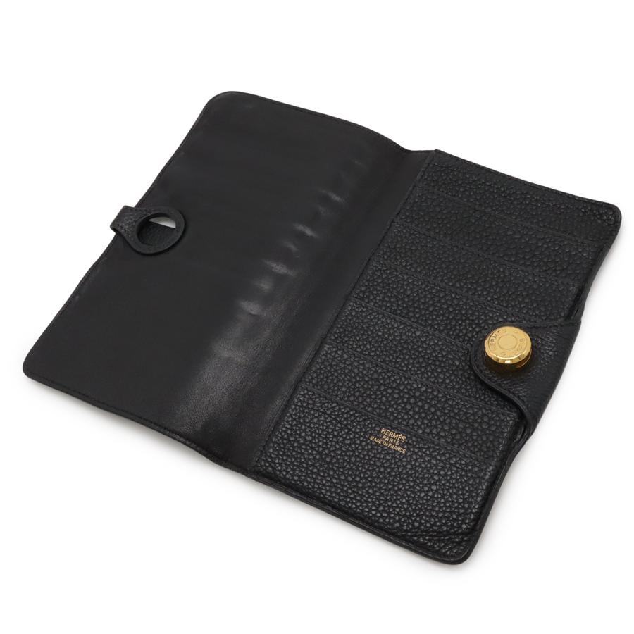 未使用◆HERMES ドゴンGM □J刻印 ブラック 二つ折り財布 HERMES（エルメス） ドゴンMM 2つ折長札入れ 二つ折り長札入れ 長財布