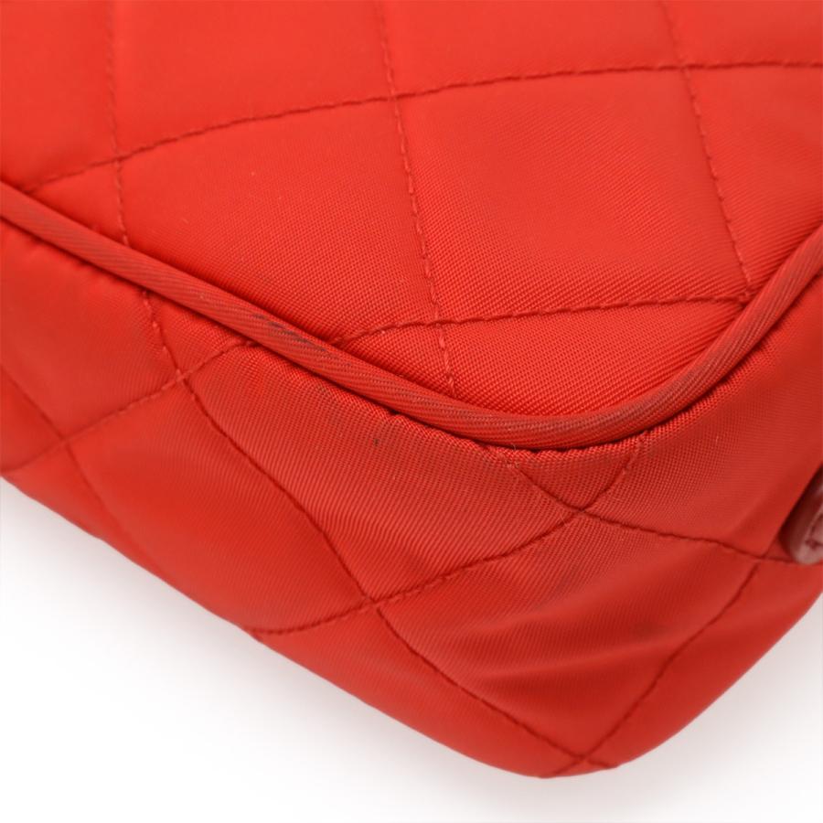 PRADA プラダ トライアングルロゴ ショルダーバッグ ポシェット 2WAY クラッチバッグ キルティング ナイロン レザー レッド 赤 | PRADA | 02