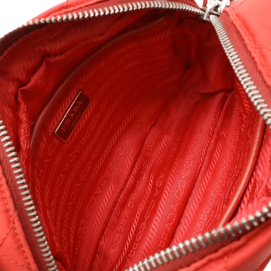 PRADA プラダ トライアングルロゴ ショルダーバッグ ポシェット 2WAY クラッチバッグ キルティング ナイロン レザー レッド 赤 | PRADA | 06
