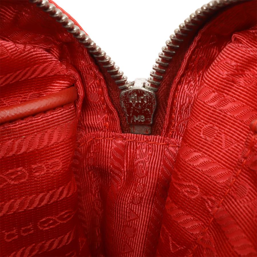 PRADA プラダ トライアングルロゴ ショルダーバッグ ポシェット 2WAY クラッチバッグ キルティング ナイロン レザー レッド 赤 | PRADA | 07