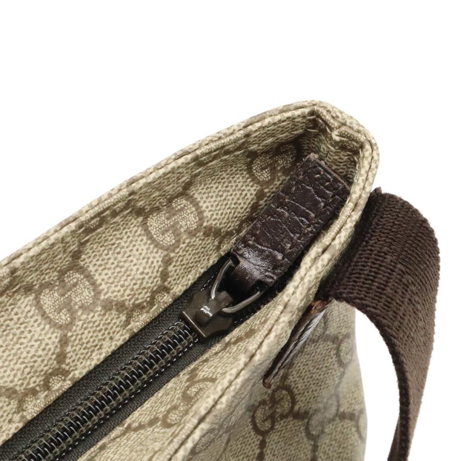 GUCCI グッチ GGスプリーム ショルダーバッグ 斜め掛け マチなし PVC レザー ベージュ ダークブラウン 茶 141626 | GUCCI | 04