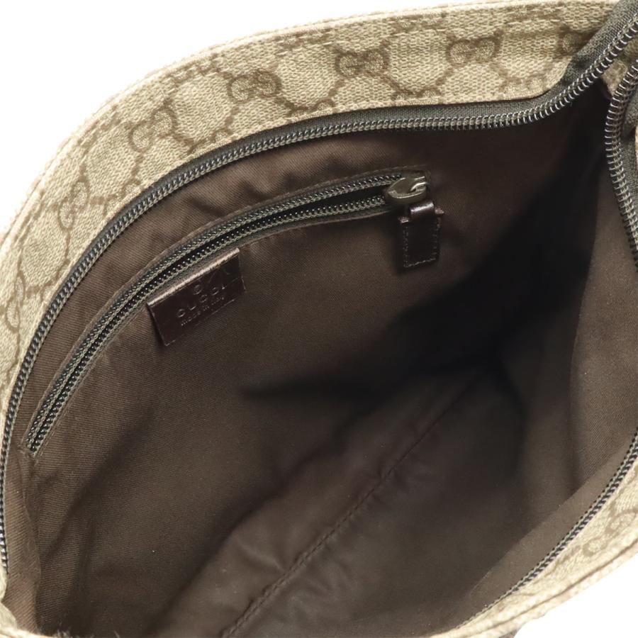 GUCCI グッチ GGスプリーム ショルダーバッグ 斜め掛け マチなし PVC レザー ベージュ ダークブラウン 茶 141626 | GUCCI | 05