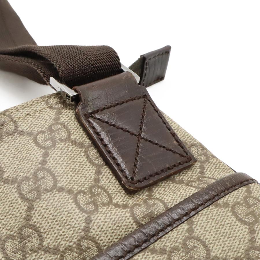 GUCCI グッチ GGスプリーム ショルダーバッグ 斜め掛け マチなし PVC レザー ベージュ ダークブラウン 茶 141626 | GUCCI | 06