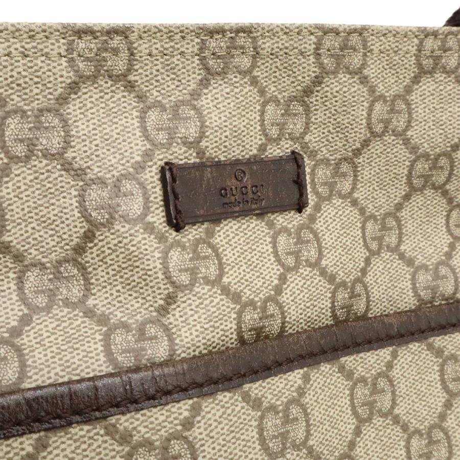 GUCCI グッチ GGスプリーム ショルダーバッグ 斜め掛け マチなし PVC レザー ベージュ ダークブラウン 茶 141626 | GUCCI | 07