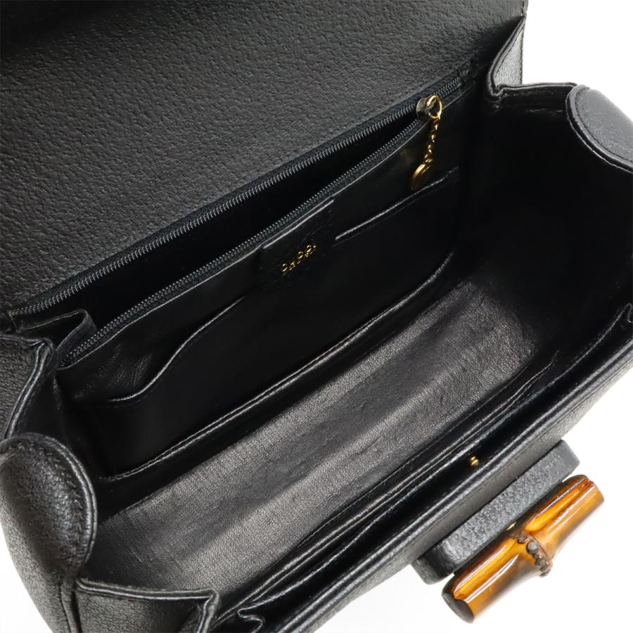 GUCCI グッチ バンブー ハンドバッグ ミニバッグ 2WAY ショルダーバッグ 斜め掛け レザー ブラック 黒 ゴールド金具 000 2113 0633 GUCCI（グッチ） バンブー ハンドバッグ ミニバッグ 2WAY ショルダー