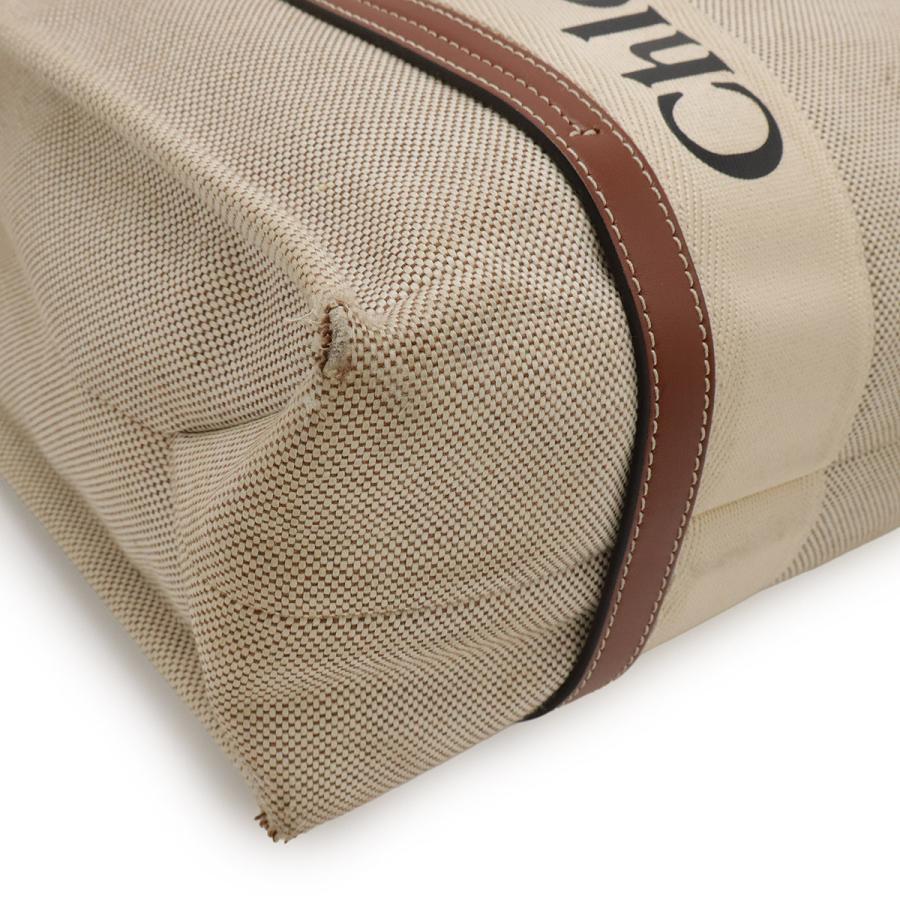 Chloe クロエ Woody ウッディ ミディアム トートバッグ ショルダーバッグ リネンキャンバス レザー ベージュ ブラウン CHC21VS383E66 | Chloe | 02