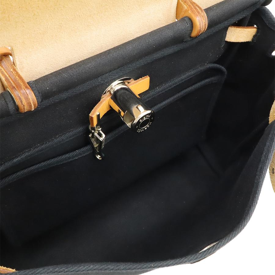 HERMES エルメス エールバッグPM ハンドバッグ 2WAY ショルダーバッグ トワルオフィシエ トワルGM レザー ブラック 黒 ベージュ □G刻印 | HERMES | 07