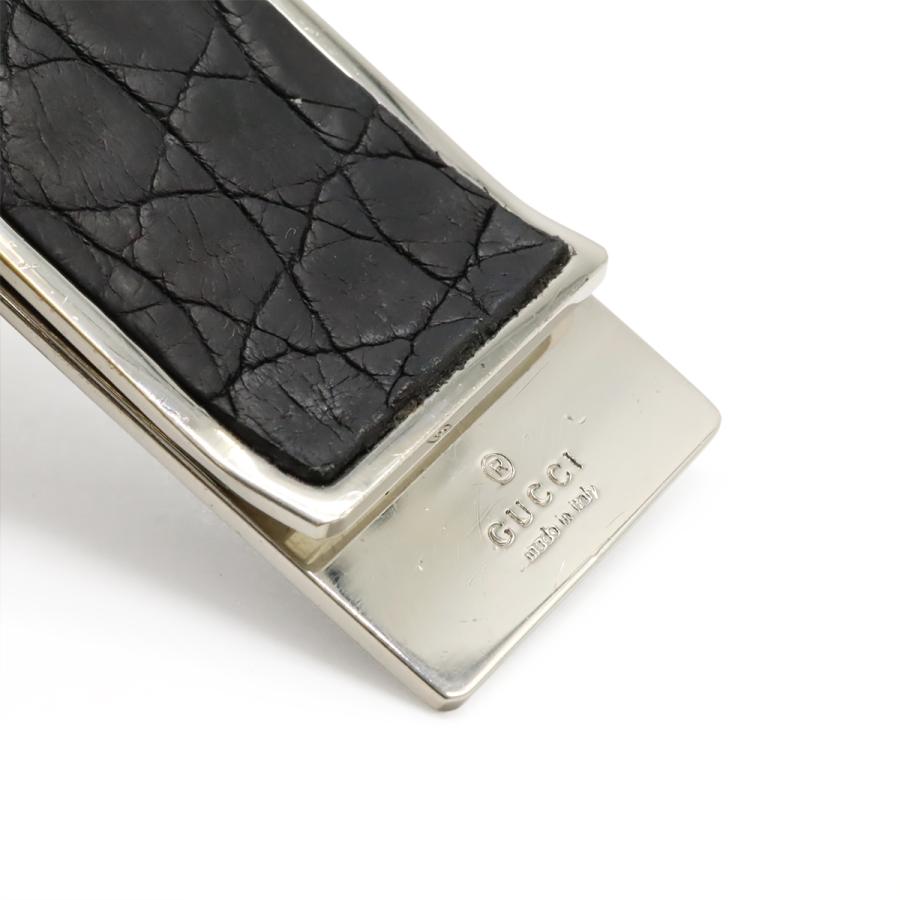 GUCCI グッチ マネークリップ ビルクリップ 札ばさみ クロコ型押し レザー ブラック 黒 シルバー金具 | GUCCI | 04