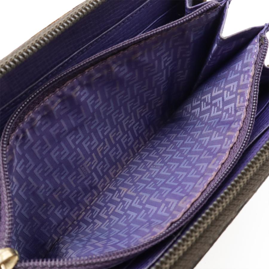 FENDI フェンディ ズッカ柄 ラウンドファスナー 長財布 ファブリック PVC レザー カーキブラウン ダークブラウン パープル 紫 8M0024 | FENDI | 05