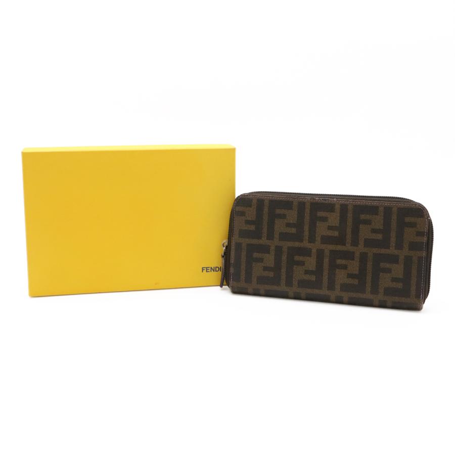 FENDI フェンディ ズッカ柄 ラウンドファスナー 長財布 ファブリック PVC レザー カーキブラウン ダークブラウン パープル 紫 8M0024 | FENDI | 08