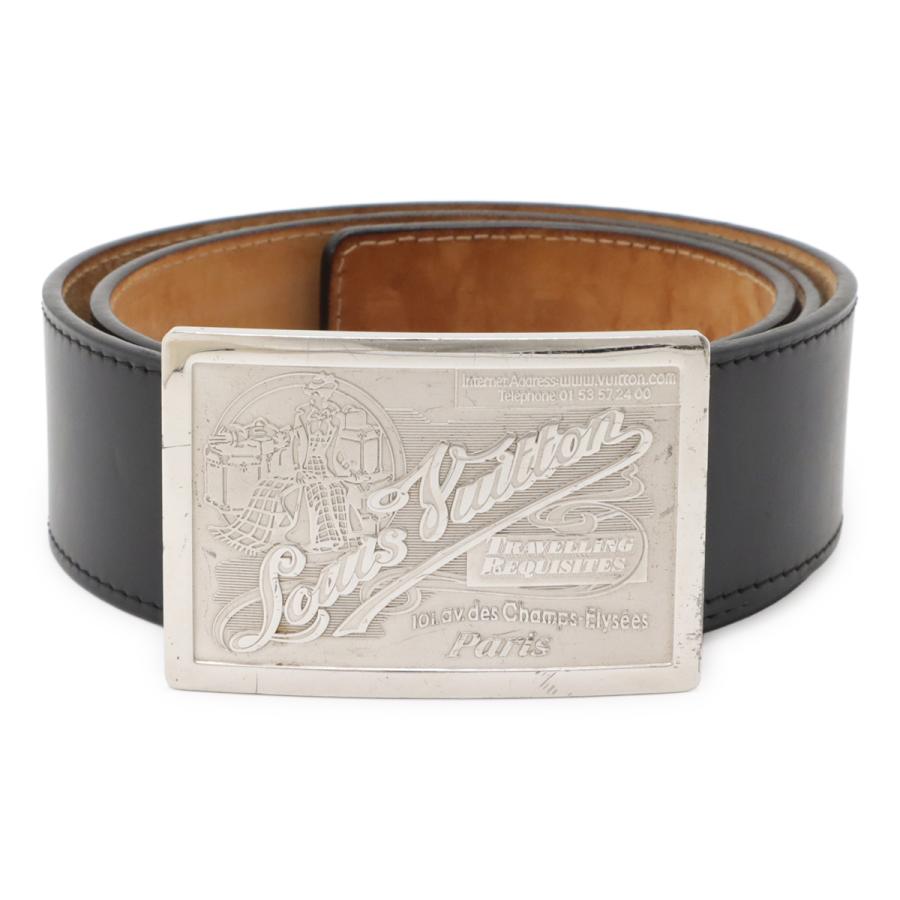 LOUIS VUITTON ルイ ヴィトン サンチュール ジーンズ ベルト レザー ブラック 黒 メンズ シルバー金具 #90 M6812U | LOUIS VUITTON